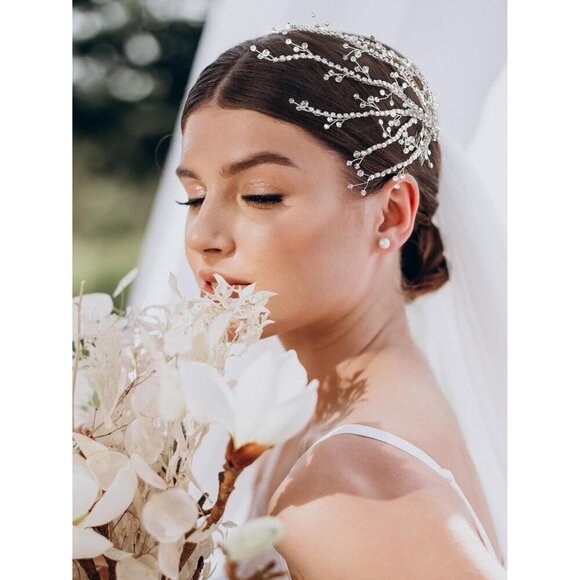 ?Women Silver Hair Comb Bridal Hair Pieces Bride Elegant Crystal Hair Clips main image 4